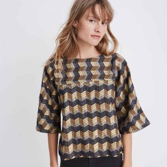 Ace & Jig Mae Top in Casino Gold Print - Picture 1 of 13